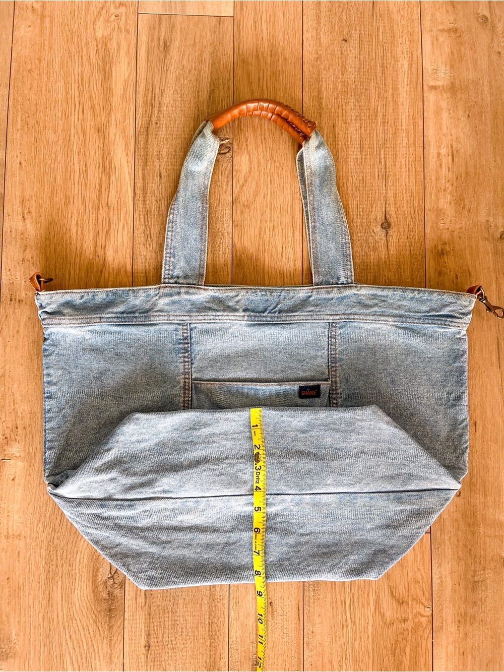 Vintage 80s Shane Light Wash Oversized Large Denim Tote Bag - Picture 11 of 14